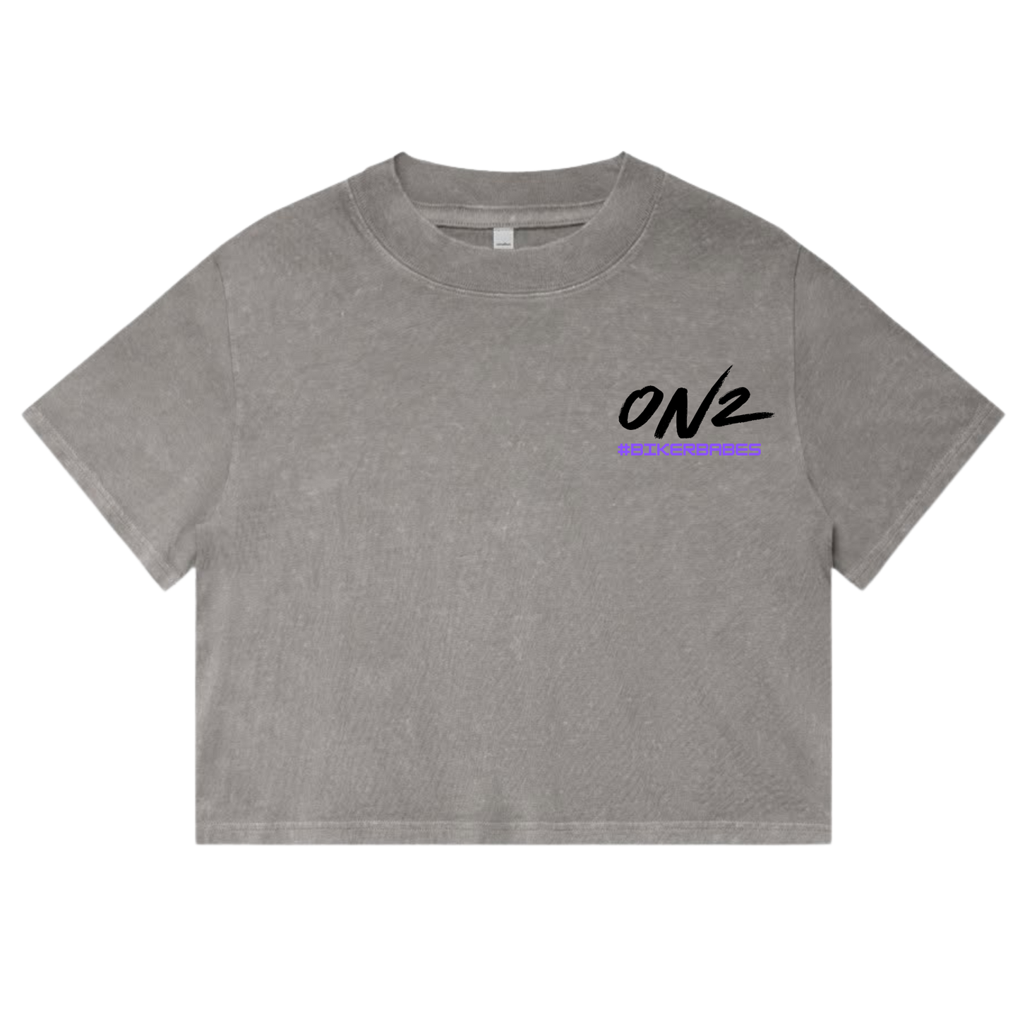 ON2BikerBabes – Girls Just Wanna Have Horsepower Stone Wash Heavy Crop Tee