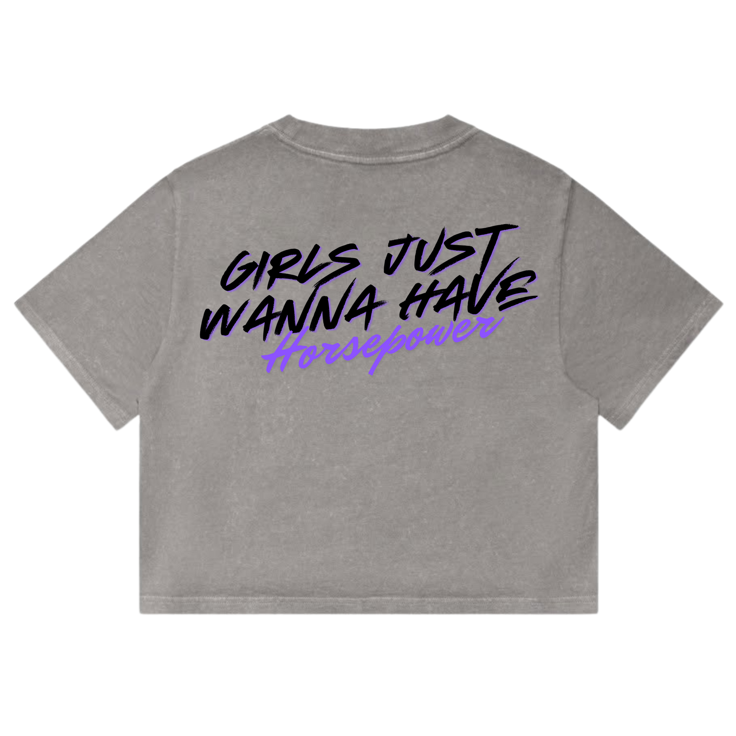 ON2BikerBabes – Girls Just Wanna Have Horsepower Stone Wash Heavy Crop Tee